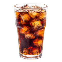 Crystal Clear Glass of Refreshing Soda Beverage on Ice Cube Close-up