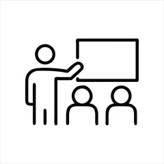 Obraz premium Vector outline drawing classroom board presentation setting illustration 2.eps