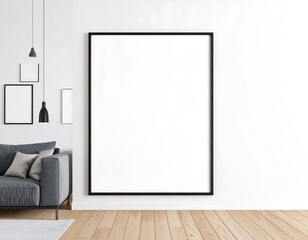 Empty frame on a wall in a modern living room