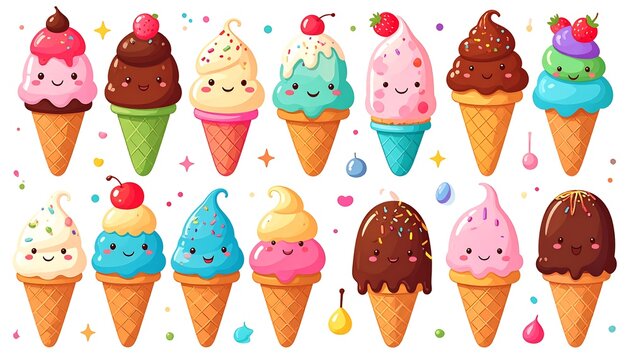 Cute ice cream cones - Powered by Adobe