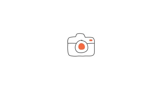 hand-drawn camera travel doodle animation in scribble sketch style. Perfect for tourism, photography, vacation ads, education, explainer videos, branding, social media, and motion graphic templates.