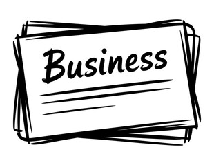 Hand drawn sketch of business card stack in black and white vector illustration