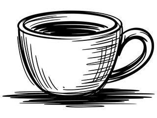 Espresso cup on saucer cafe beverage service sketch