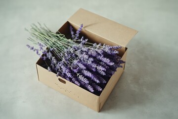 Purple Lavender Bouquet in Kraft Box