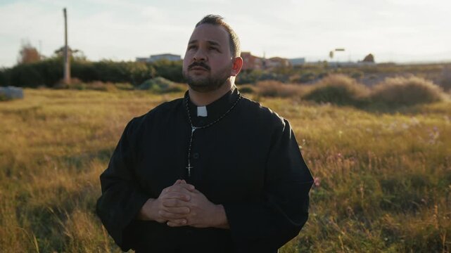 Deacon Praying In The Nature With All His Heart 