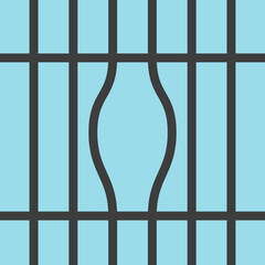 Bent prison bars, escape and jailbreak. Way to freedom, hope, security, political oppression, control, crime, courage, creativity and imagination concept. Flat design. EPS 8 vector illustration