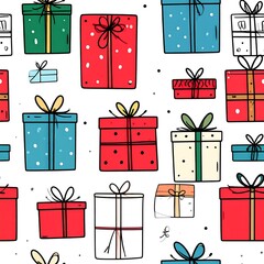Gift boxes seamless pattern