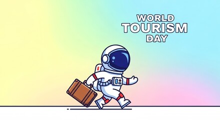 Fototapeta premium Celebrate World Tourism Day with a cosmic traveler ready for adventure