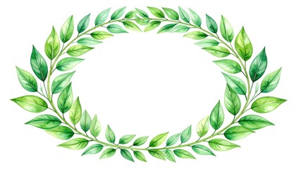 Obraz premium Watercolor green leaves wreath