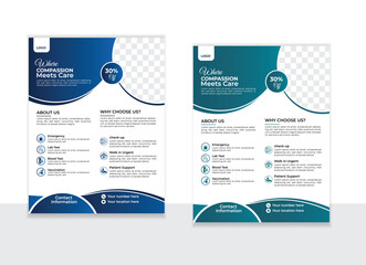 Vector modern medical health flyer design.