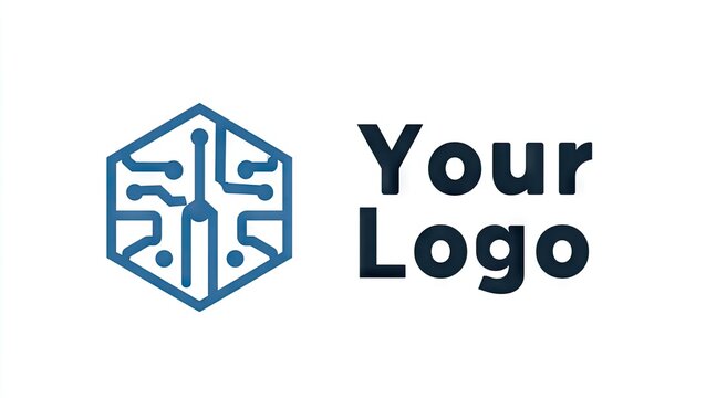 Abstract hexagon logo with circuit design inside - Powered by Adobe