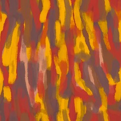 A vibrant seamless pattern with abstract, painterly brushstrokes in multi-colored shades of yellow, orange, red, green, blue, and other hues, creating a dynamic and lively design.