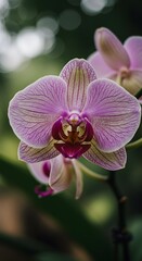 Close up view of a beautiful pink orchid flower