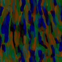 A vibrant seamless pattern with abstract, painterly brushstrokes in multi-colored shades of yellow, orange, red, green, blue, and other hues, creating a dynamic and lively design.