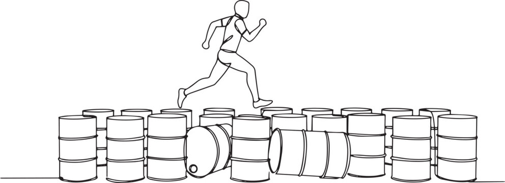 Navigating Obstacles: A Line Art Depiction of Resilience and Det