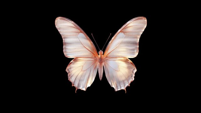 A beautiful butterfly flaps its wings against a black background. 4k