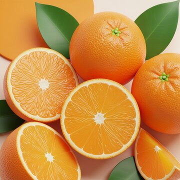3D Abstract Illustration of Fresh Orange Fruit