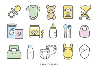 ベビーグッズアイコンセット_カラー