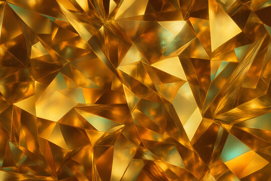 金色のクリスタルの輝きと反射が美しい抽象的な宝石背景