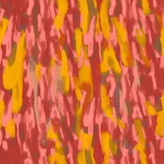 A vibrant seamless pattern with abstract, painterly brushstrokes in multi-colored shades of yellow, orange, red, green, blue, and other hues, creating a dynamic and lively design.