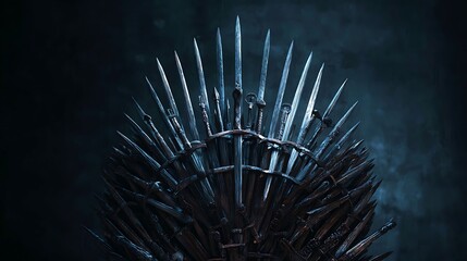 The iconic iron throne, a formidable seat of power forged from swords