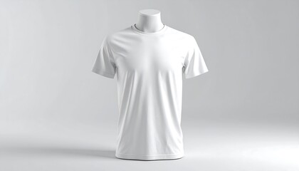 Plain White T Shirt on Mannequin in Studio with Soft Lighting for Apparel Marketing