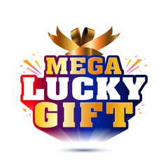 Fototapeta premium Mega Lucky Gift logo design for festive offers draw and quiz promotion concept.