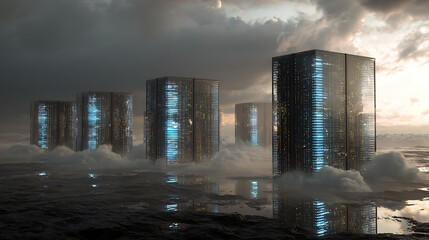 A futuristic vision of network servers with holographic displays (1)