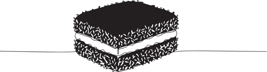 Delightful lamington confectionery line art illustration on clea