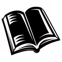 Open book with stark black and white design represents literacy and learning