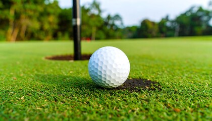 Obraz premium Golf Ball Near Hole on Green Putting