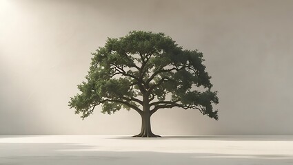Obraz premium Single Tree on Minimal Background – Symbol of Strength, Balance, and Growth