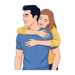 Obraz premium Embrace in love: A tender embrace between a man and a woman, a visual celebration of togetherness, affection, and the joy of companionship.