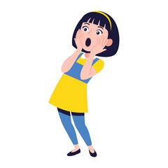 Astonished Girl: A young girl, filled with surprise and shock, holds her hands to her cheeks, capturing a moment of pure amazement.