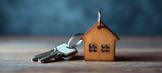 The wooden house keychain representing homeownership and real estate investment.