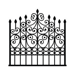 Decorative Wrought Iron Fence Vector Silhouette Elegant Black Ornamental Design