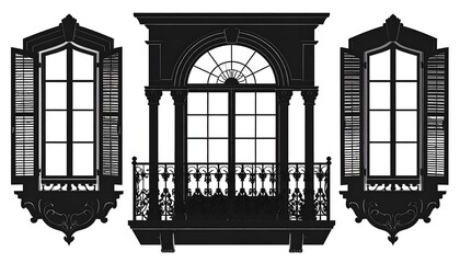 Black and white architectural windows