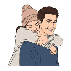 Obraz premium Embracing Connection: A couple, embraced in a tender moment of affection, their closeness radiates warmth and devotion. Their expressions mirror the serenity and joy of love's embrace.