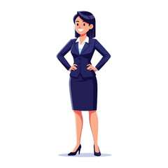 Fototapeta premium Confident Businesswoman in Suit: A poised businesswoman in a tailored suit exudes confidence with her hands on her hips, showcasing a professional and capable demeanor.