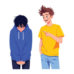 Bullying Illustration: A striking cartoon illustration captures a moment of interpersonal conflict.