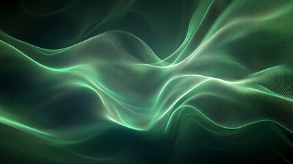Fototapeta premium Elegant light green flowing wavy patterns create a modern, vibrant backdrop for tech, science, or nature projects, adding depth and dimension with dynamic lines