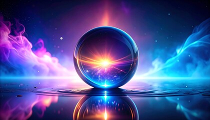 Abstract Sphere of Light in Cosmic Nebula Setting.