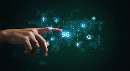 Innovative 5G Technology, Futuristic Interface, Digital Connectivity, Virtual Environment, User Interaction