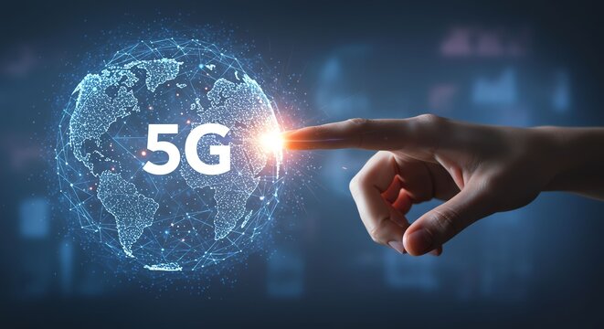 Hand Touching the Globe in a Digital World, Innovation Concept, Futuristic Environment