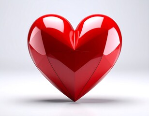 Glossy red heart on white background