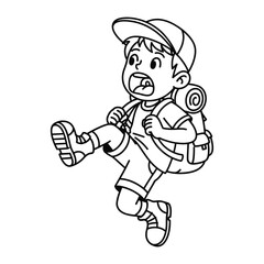 Adventurous Young Hiker: A lively illustration showcases a young person embarking on a thrilling adventure, with a rucksack and cap ready for the hike! 