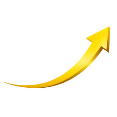 Yellow Curved Graph with Upward Arrow PNG &ndash; Growth and Success Chart Illustration &ndash; Isolated on Transparent Background PNG