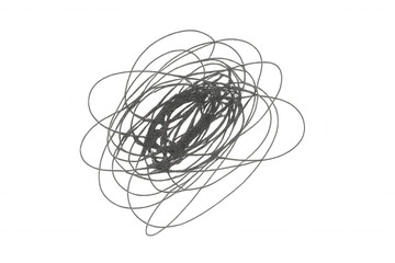Chaotic scribbled lines intertwining, representing mental complexity and disorientation against transparent surface