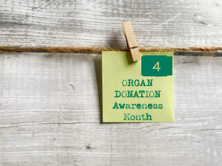 Organ Donation Awareness Month in April with copy space background. Stock photo