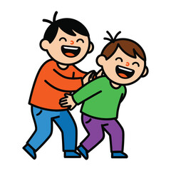 Joyful Companionship: Two cheerful cartoon characters engage in playful interaction, their laughter echoing in the scene, embodying the pure essence of friendship and camaraderie.